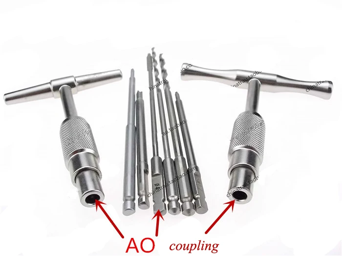 Medical orthopedics instrument stainless steel T type AO handle quick couplling with all AO instrument drill/screw extractior