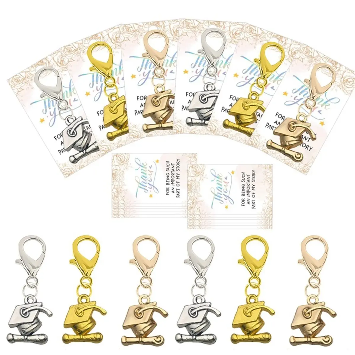 Workshop Gear 20PCS Graduation Bachelor'S Cap Pendant Key Chain Set Including Cardboard Diy Key Ring ,DIY Jewelry Making Crafts
