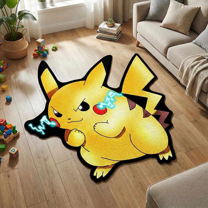 포켓몬 이브이/루카리오/피카츄 불규칙 디자인 카펫 애니메이션 영감 매트 부드러운 플란넬 홈 데코 침실/거실에 이상적