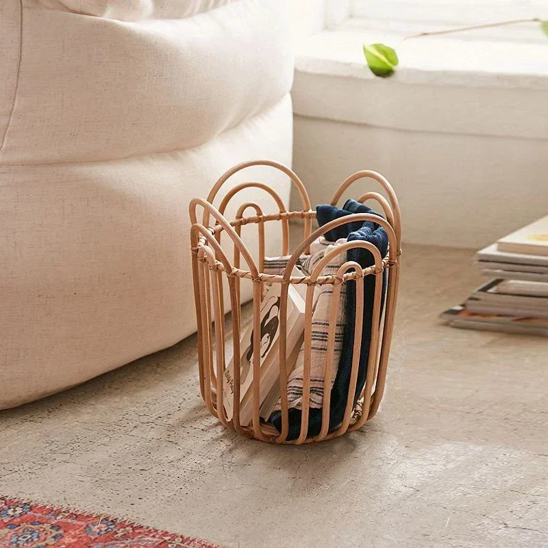 Vine Weaving Handmade Rattan Petal Shaped Storage Basket Hotel and Homestay Bathroom Organizer Natural Decor