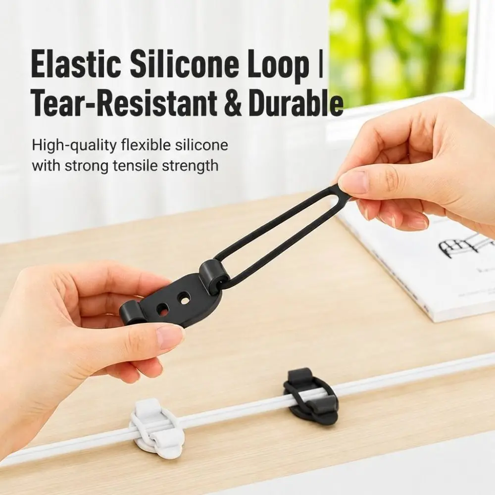 New Self Adhesive Cable Organizer No Drill Wall Mounted Wire Management Clip Black White Compact Cord Holder Power Cord Storage