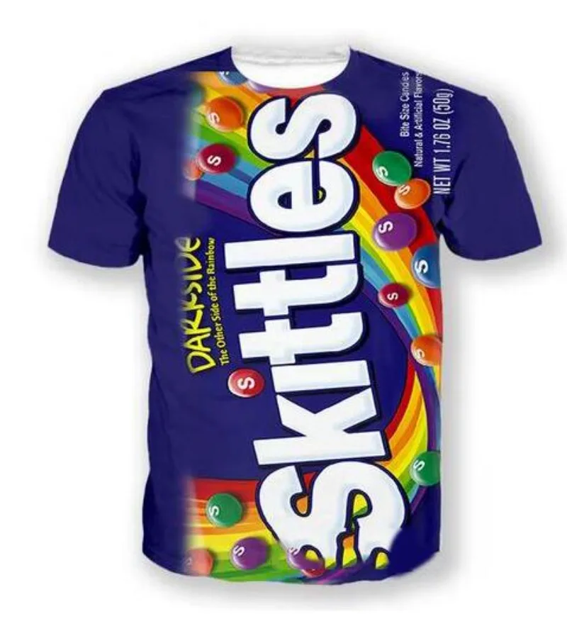 New Fashion Men/Women Candy Snack Bag Chocolate Sauce 3D Print Short Sleeve T-Shirt Casual Hip Hop Summer T Shirt Tops