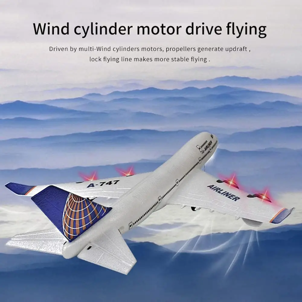 RC Plane Simulation A-747 Passenger Aircraft 2.4GHZ Rc Aircraft Glider, 360° Rollover Automatic Gyroscope Balance Airplane, 3-Ch