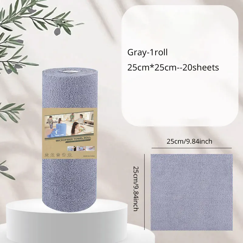 20pcs/Roll Microfiber Tear-Towel Roll Thickened Dry Wet Dual-use Strong Absorbent Cloth Reusable Disposable Kitchen Wipes view 6