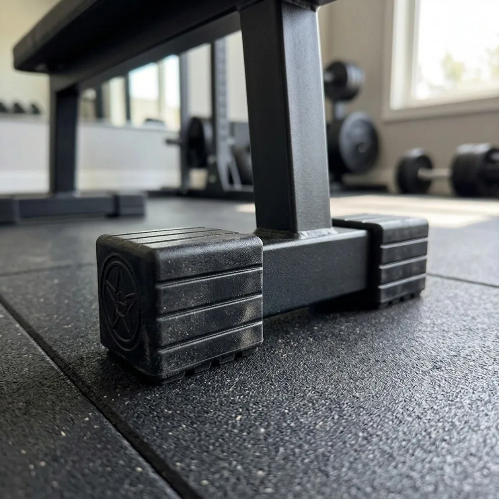 4 Piece Square End Cap Set for Gym Accessories Including Leg Press Machines Lat Pulldown Towers and Adjustable Stands