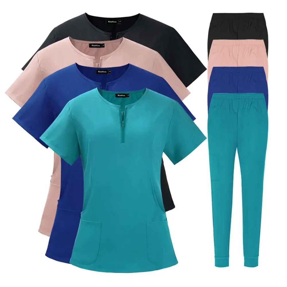 للجنسين الزي الطبي الرجال النساء ملابس التمريض الجمال زي ممرضة الدعك مجموعات طبيب الأسنان عمال السراويل السريرية