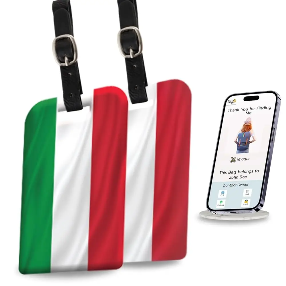 

[Pack 2] Italy Flag Tag Smart Luggage tag |Trendy Luggage tag ID Identification | Suitcase Tag | Fashionable Digital Name ta