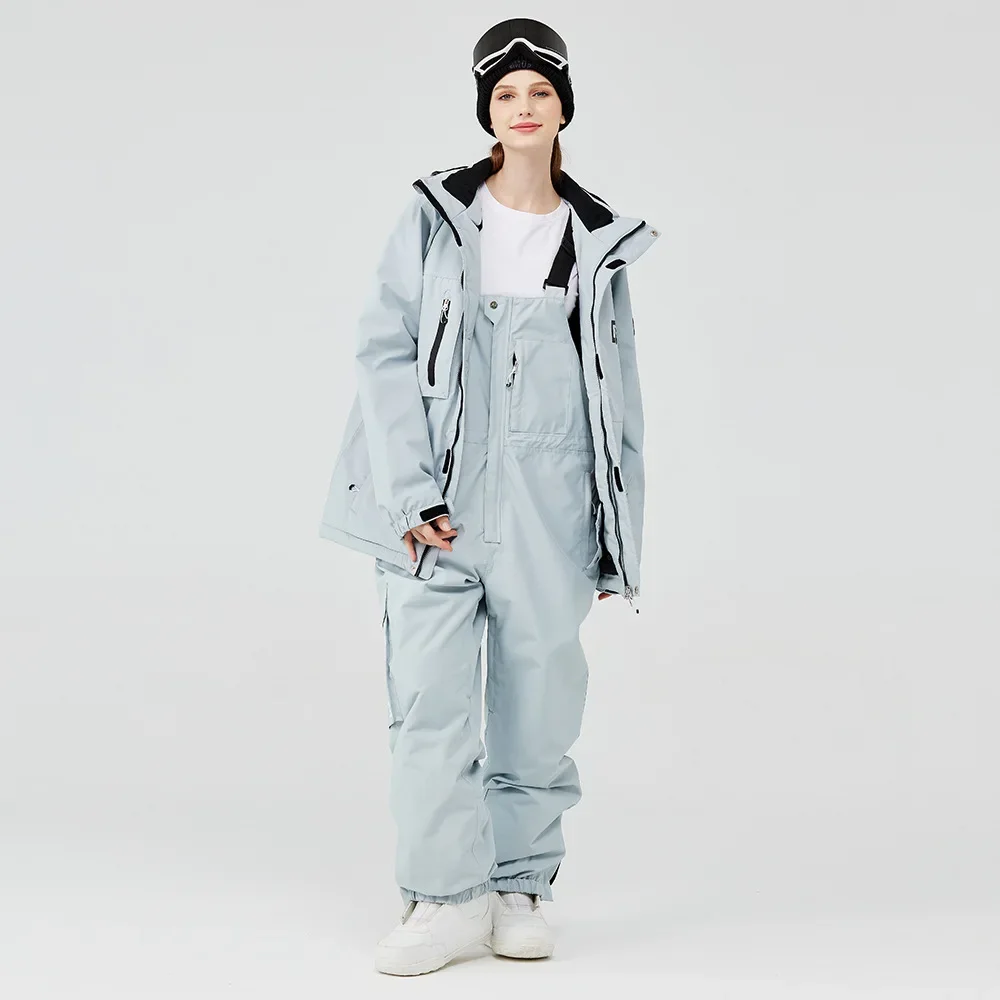 2024 terno de esqui de luxo para homens mulheres à prova de vento à prova dwindproof água esqui e snowboard jaqueta cinta calças conjunto feminino trajes de neve wear