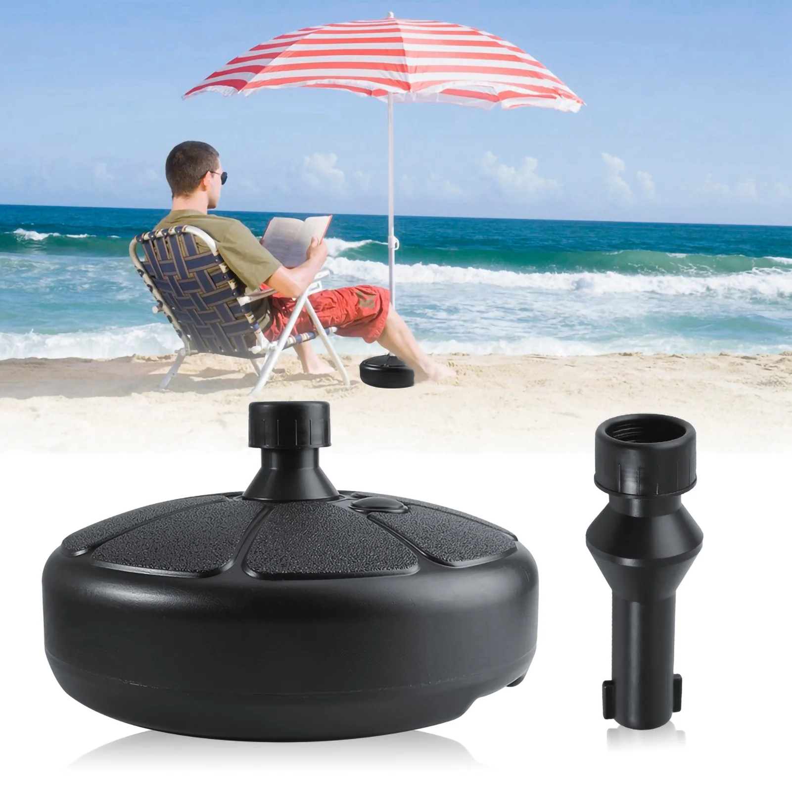 Plastic Outdoor Patio Yard Garden Round Shape Water Sand Fillable Umbrella Base Stand Holder Umbrella Bases Umbrella Stands