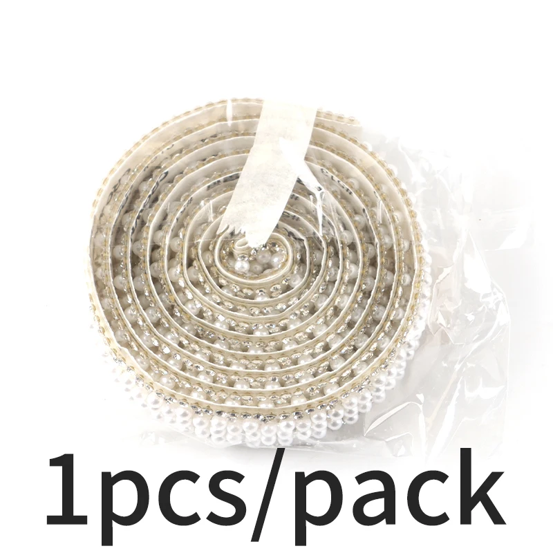 (1 yard/bag) Pearl diamond lace self-adhesive diamond DIY wedding decoration handmade materials Valentine\'s Day gift decoration
