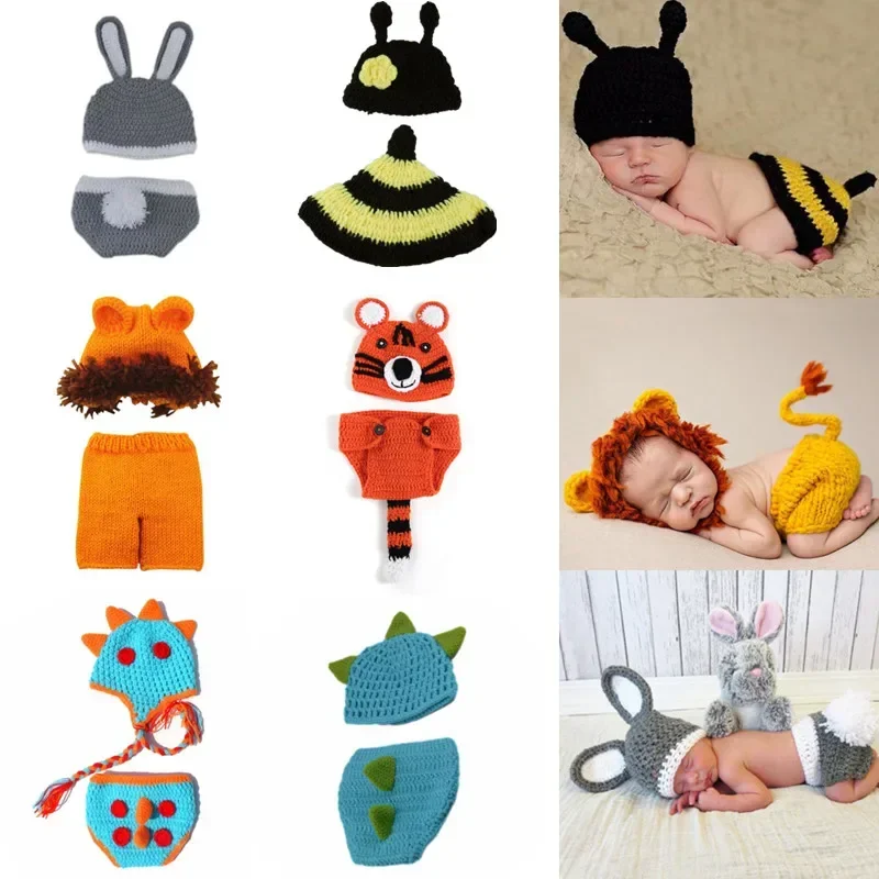 20 Model Optional Crochet Knitted Newborn Photography Props Photo Accessories Baby Costume Boys Girls Photographie Clothes