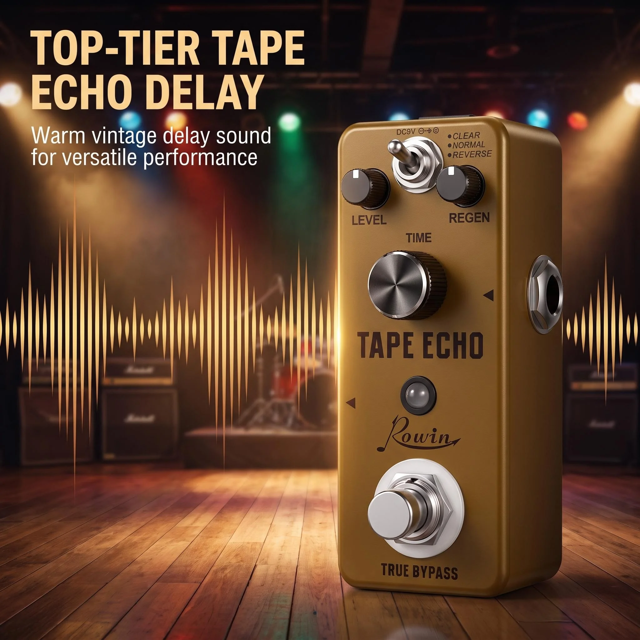 Rowin Store Pedal Delay Effect Tape Echo Pedais Digital Tape-Delay 44.1K True Floating Point DSP 100ms-0.6s Delay Time