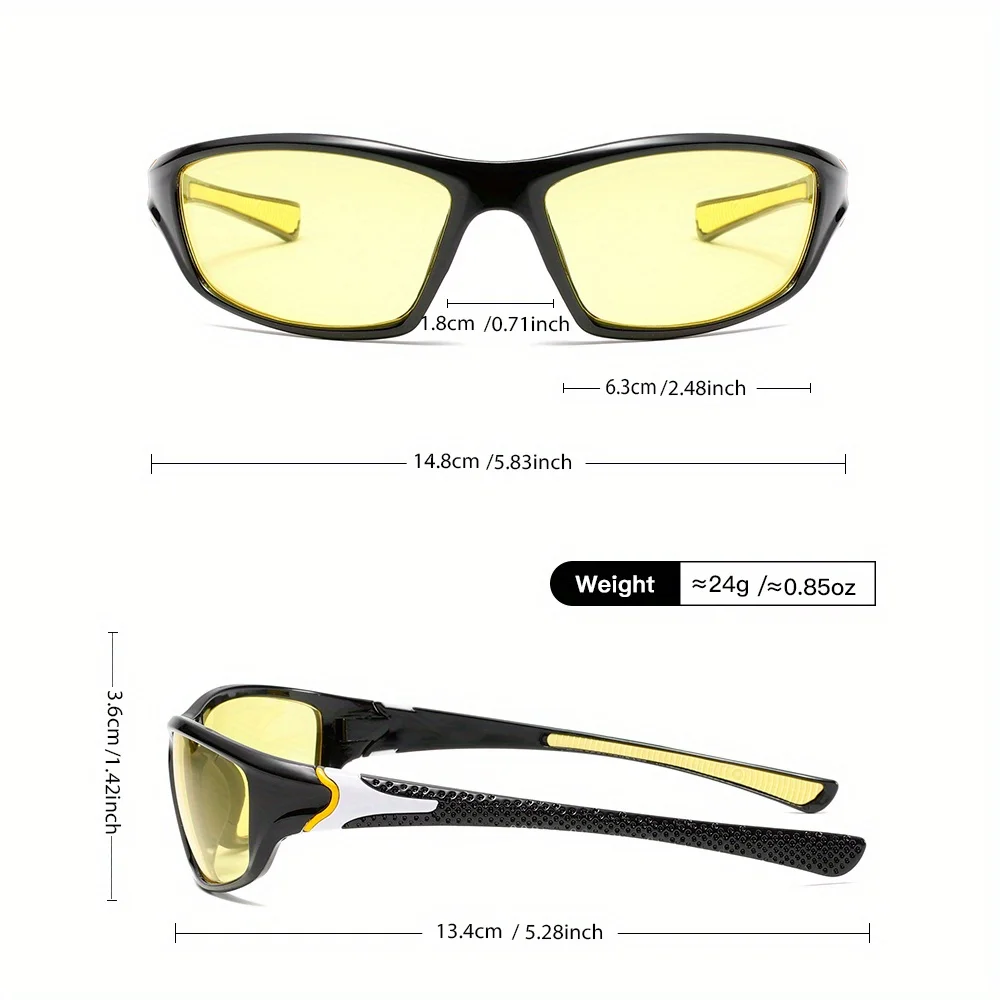 3 Stück gelbe Nachtsicht-Anti-Glare-Brille für Männer und Frauen, zum Fahren, Angeln, Strand, Sonnenbrille, UV-Schutz, Polycarbonat-Brille – Detail 1