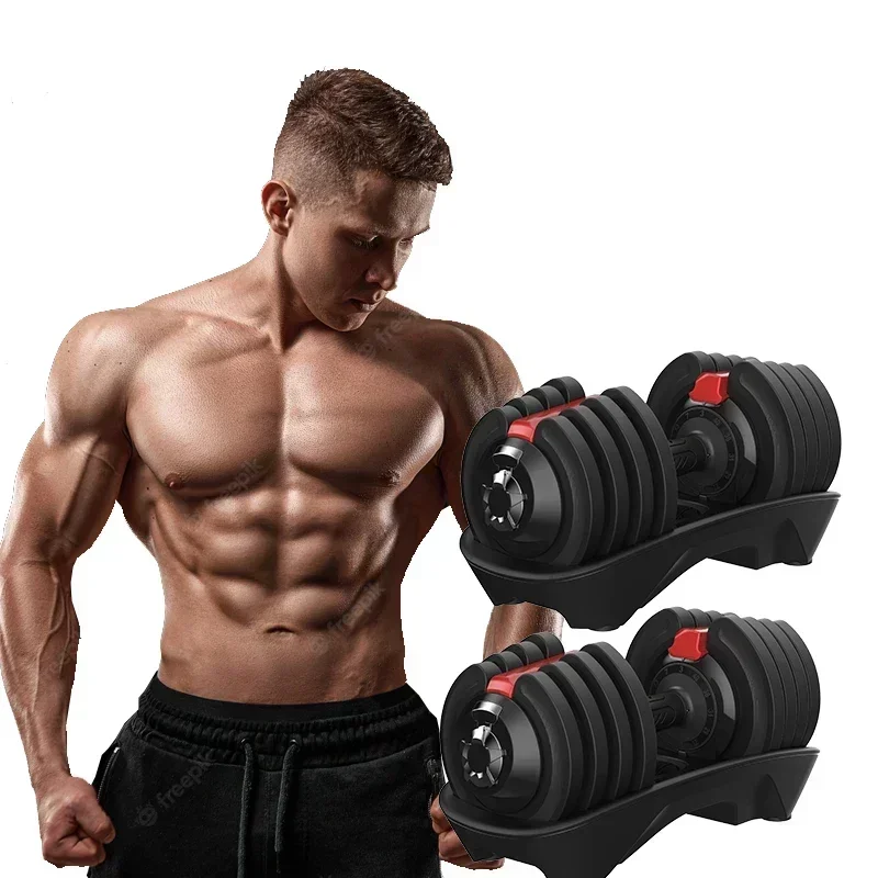 Adjustable Dumbbell Free Weights Set Dumbells Weight Plates Workout Multi Gym Fitness Equipment 19kg Adjustable Dumbbells