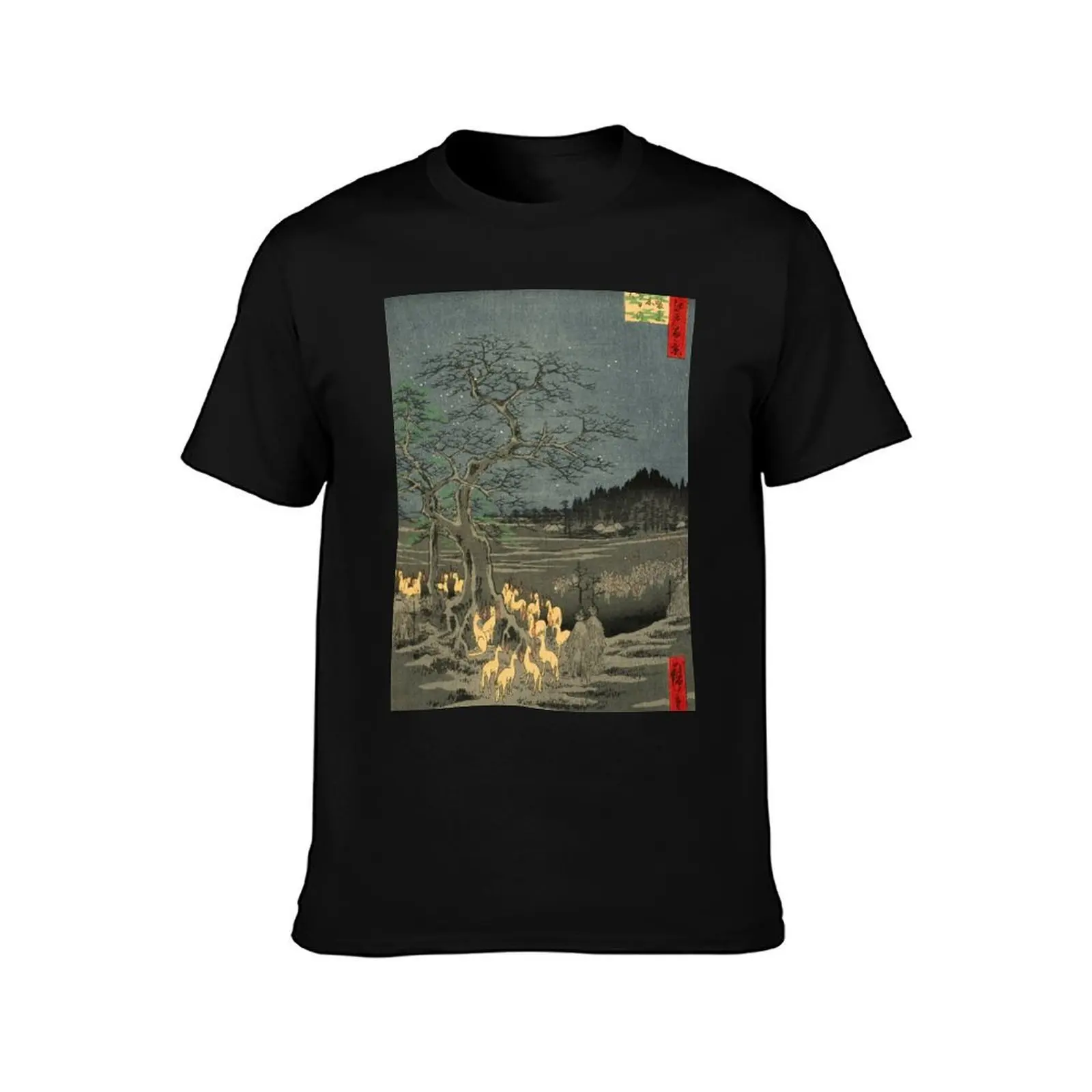 Utagawa Hiroshige - New Year's Eve foxfires at the changing tree, 1857 - Japanese Woodblock Print T-Shirt