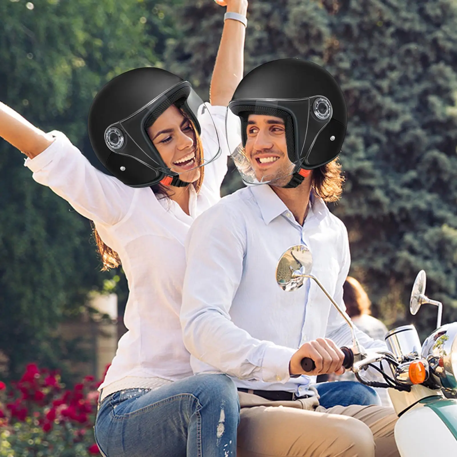 

Мотоциклетный шлем для взрослых, мотоциклетный полушлем, гоночный головной убор, защитное снаряжение с козырьком для занятий спортом на велосипеде, скутером, приключений