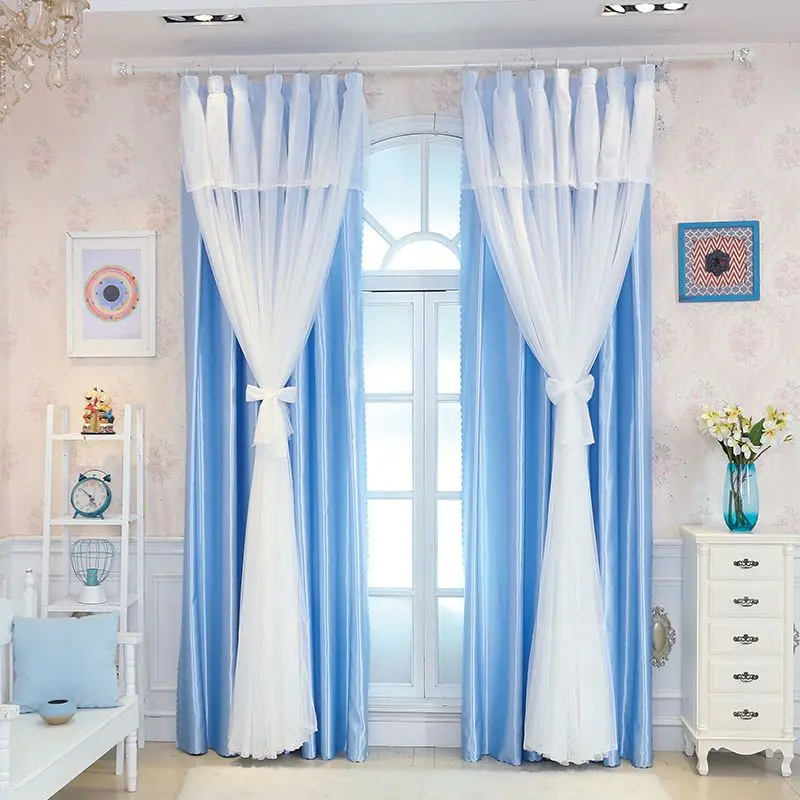 White 2-Layer Sheer + 1-Layer Semi-Blackout Curtain Princess Style for Girls’ Bedroom, Romantic & Cozy Kids Room Decor