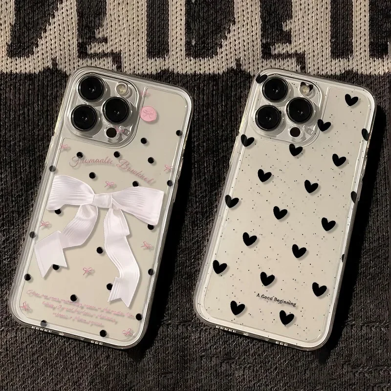 Ins Hot Simple Small Dot Phone Case For iPhone 17 Air 16 15 14 11 Pro Max Plus 13 12 Mini Transparent Shockproof Soft Back Cover view 2
