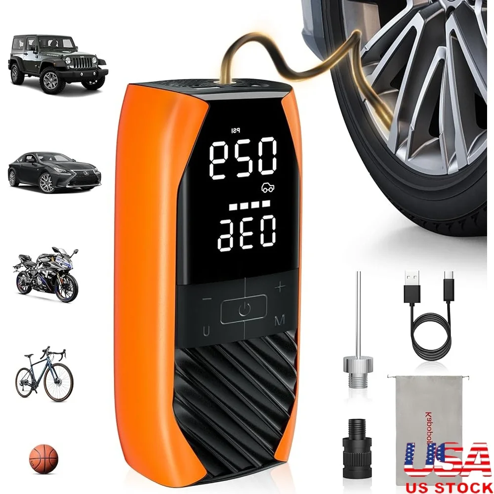 

Portable Tire Inflator Air Compressor Cordless 20000mAh 150PSI Pressure Gauge Digital Display Quick Inflation LED Light