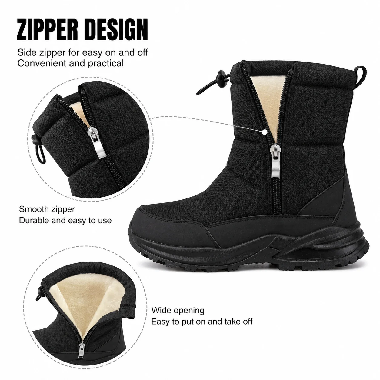 Warme Winter-Plüsch-Schneestiefel für Damen und Herren, Outdoor-Winterstiefel, winddichte Baumwollschuhe, abriebfeste und rutschfeste Stiefeletten. – Detail 5