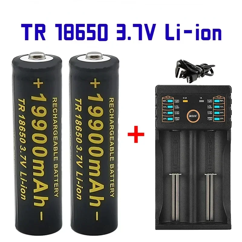 100% marke neue 18650 lithium batterie taschenlampe 18650 akku taschenlampe + 201 ladegerät 3,7 V 19900 Mah