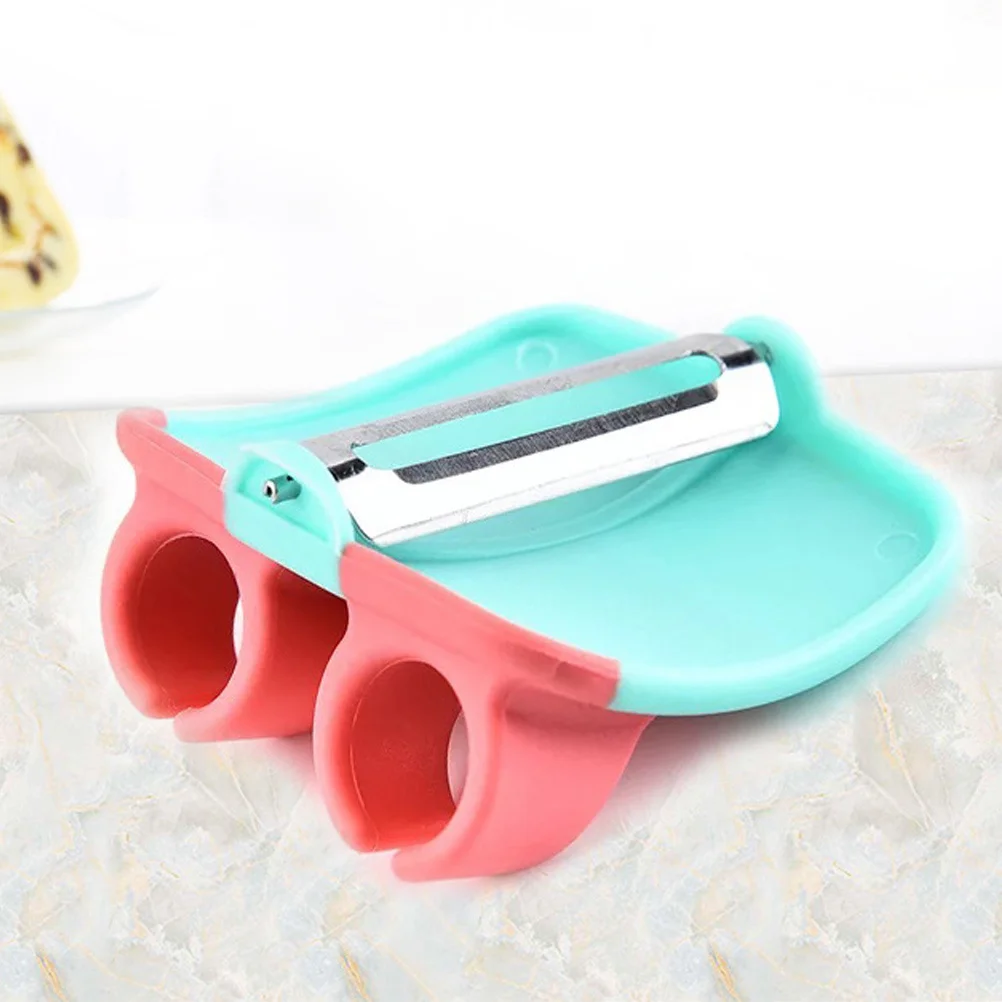 

1Pcs Finger Held Silicone Peeler Stainless Steel Kitchen Tool Ergonomic Design Easy Peel Fruit Vegetable Potato Peach Cucumber