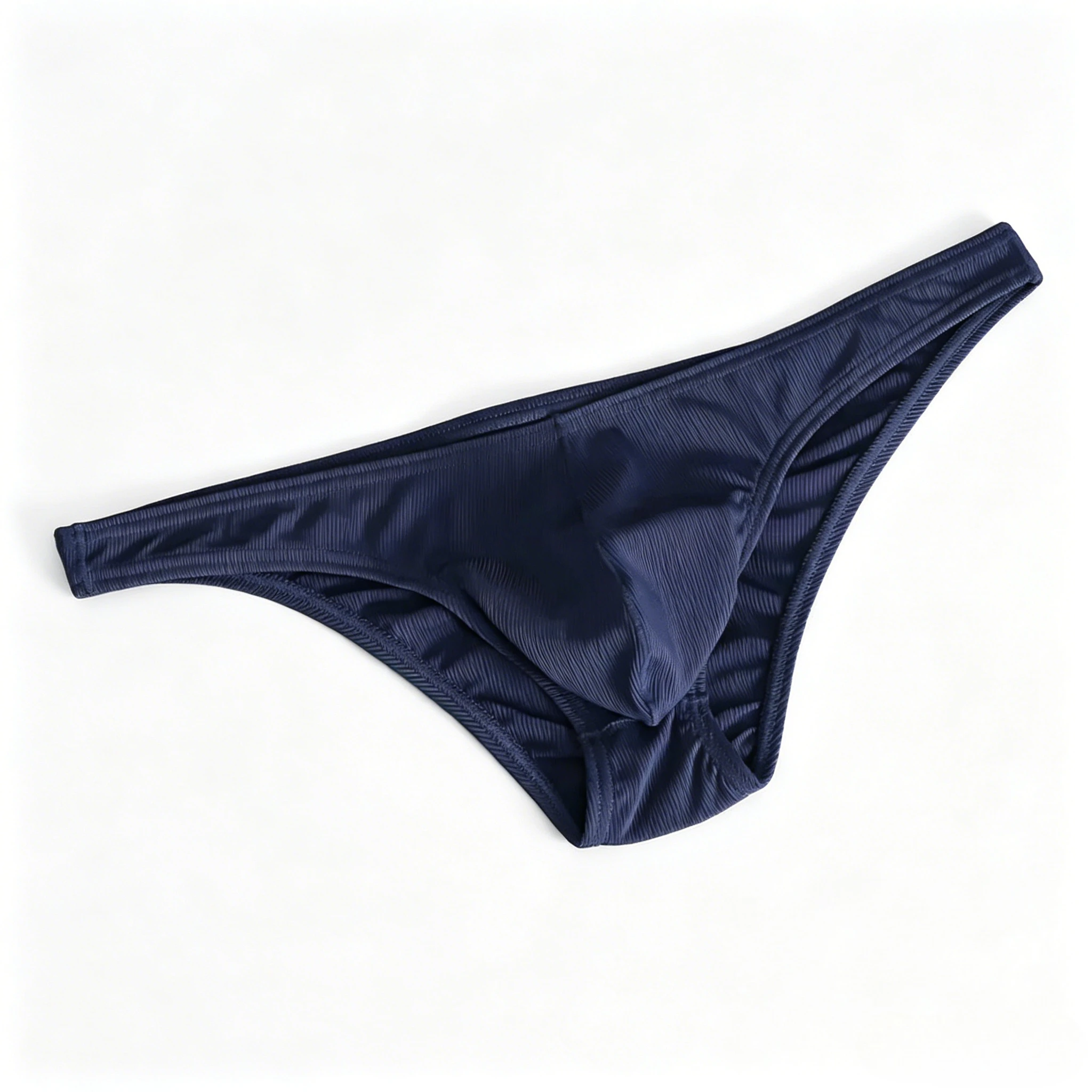 Men Sexy Brief Underwear Ribbed Ice Silk Elastic Comfort Quick Dry Cool Feel Mankini Male Low-rise U Convex Pouch Panties Tangas