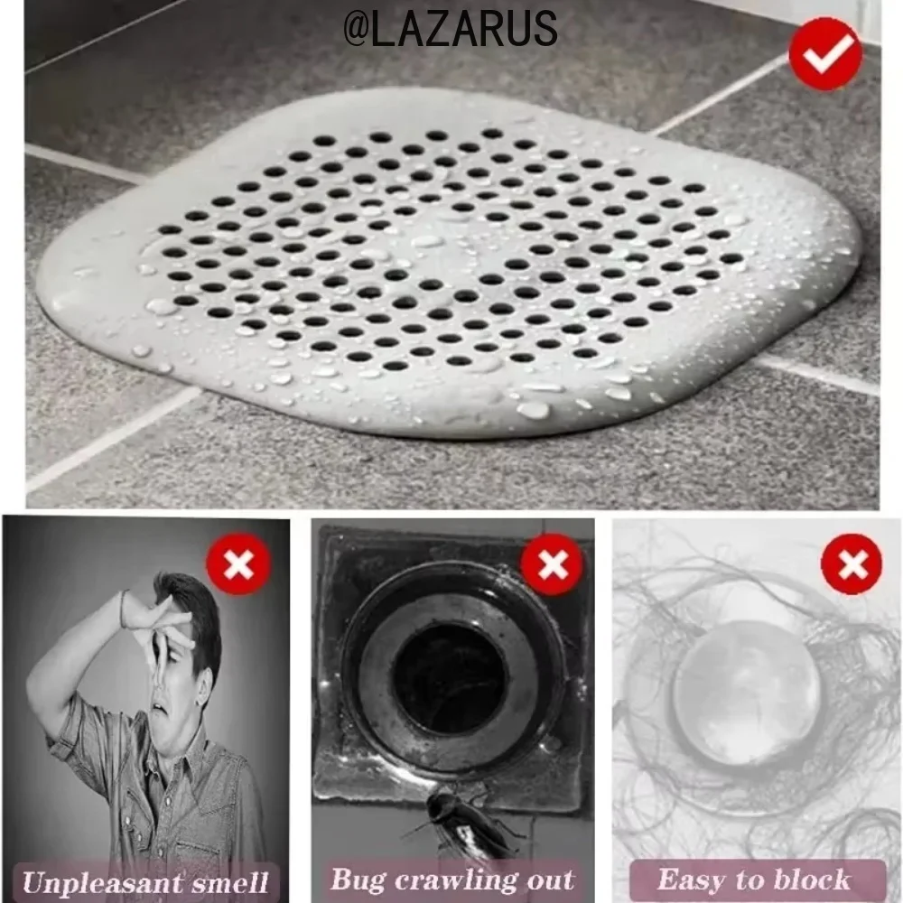 5-Pack Square Shower Drain Hair Catcher – Durable Strainer for Bathroom & Kitchen, Rustproof, Easy-Clean, Fits Most Drains.