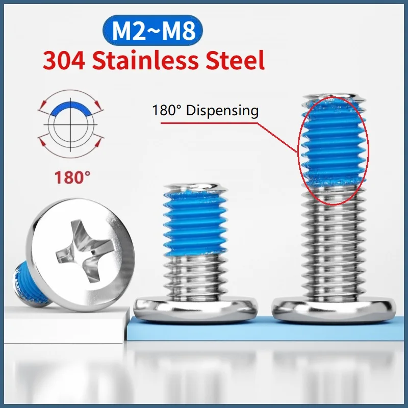 M2-M8 304 Stainless Steel Cross Phillips Recessed Large Flat Head Dispensing Screws Furniture Rivet Anti-loosening Gluing Bolts