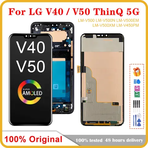 LCD 디스플레이 터치 스크린 디지타이저 교체용, LG V50 ThinQ V500 V500N V500EM V450 용 AMOLED, 6.4 인치 오리지널