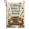 Books Garden Flag, Autumn Rustic Pumpkins Leaves Fall Orange Burlap Double Sided Yard Decorative Flags for Outdoor Front Por llz