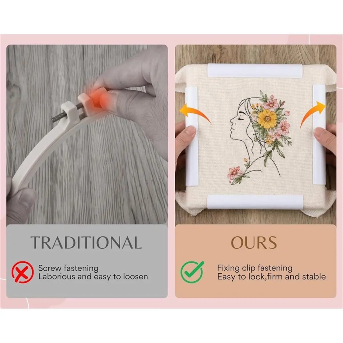 DISTINCTIVE STYLE Embroidery Hoop 3 PCS for StitchSet Rectangular Embroidery Hoops for Needlepoint Quilting Sewing