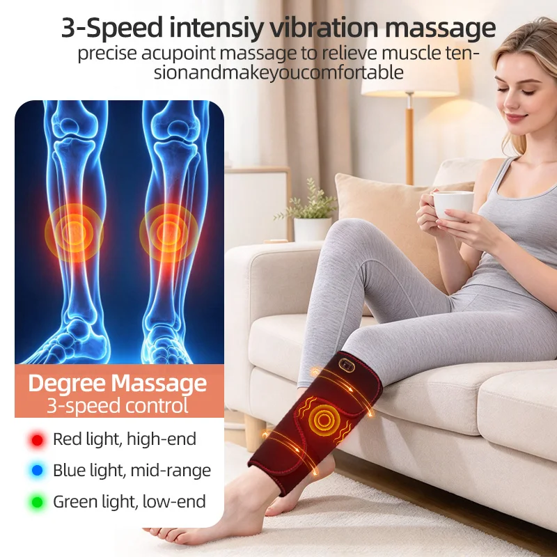 Electric Calf Heating Massager 3 Gear Vibration Massage Muscle Relaxation Relief Pain Relieve Stress Sports Recovery Home Work
