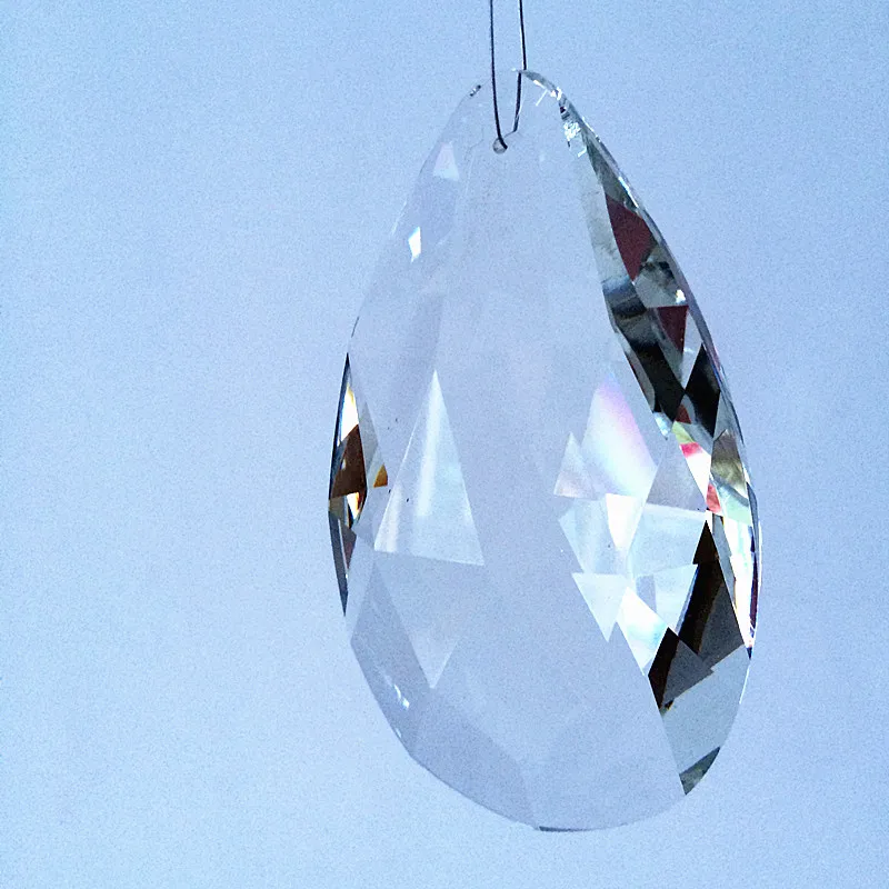 Top Quality 20PCS/LOT 89mm Clear Crystal Prisms Hanging Drop Glass Pear Shape Pendants for Chandelier Parts Suncatcher Free Ring