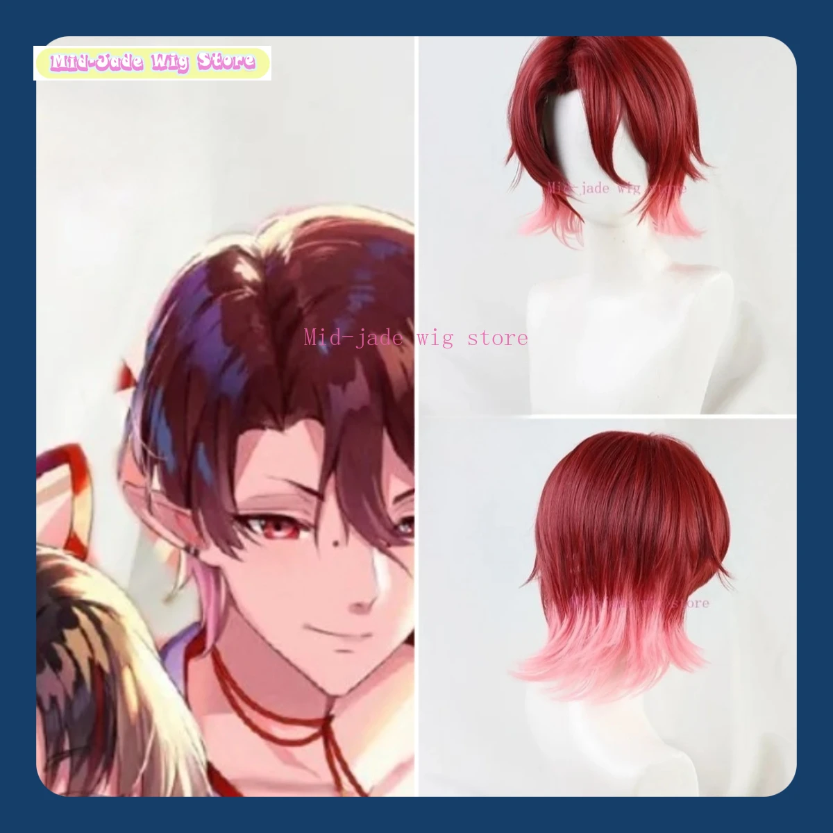 

Mid-jade Wig Store Onmyoji Kidomaru Cosplay Wig Anime Game Cosplay Comes with Praying Mantis Nest Halloween Party Props