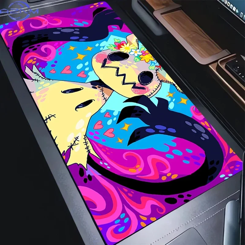 Mimikyu Colorful Psychedelic Anime Large Mousepad, Rubber Non Slip Desk Mat for Gaming and Office Desktop Decoration