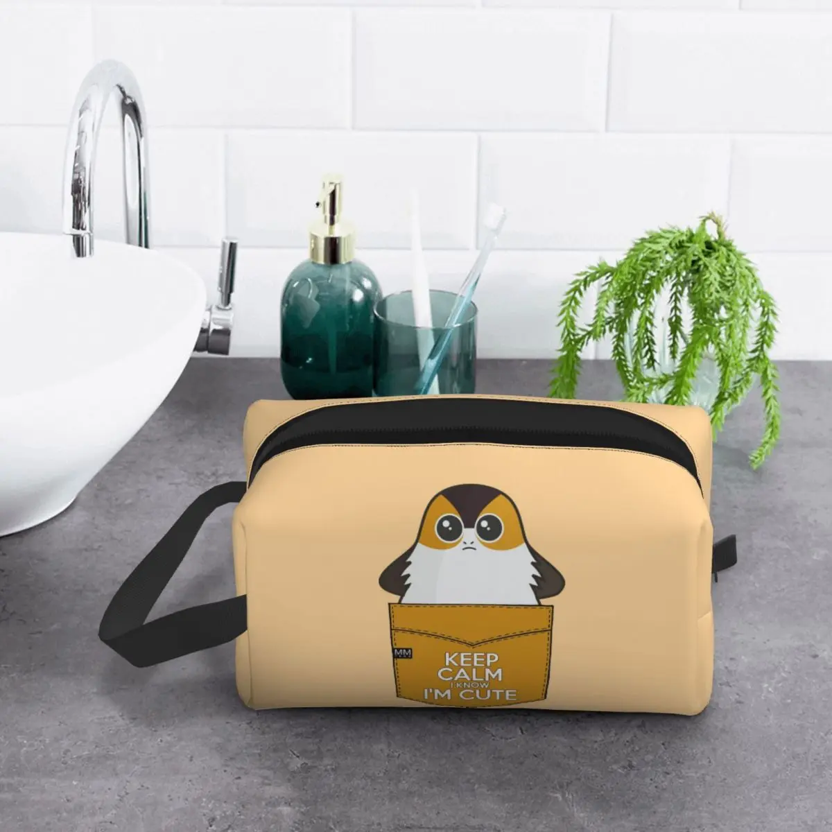 

Keep Calm I Know I'm Cute - Porg Pouchie Shirt - Pocket Makeup Bag Cosmetic Organizer Storage Dopp Kit Toiletry Cosmetic Bag