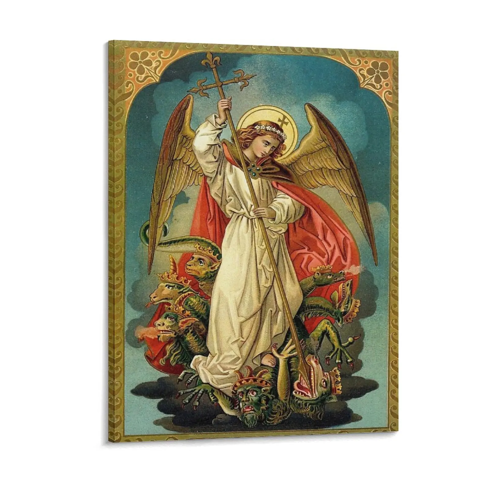 Saint Michael Canvas Painting Poster Plaques Painting Designer Bar Cave Mural Framed Wall Paintings