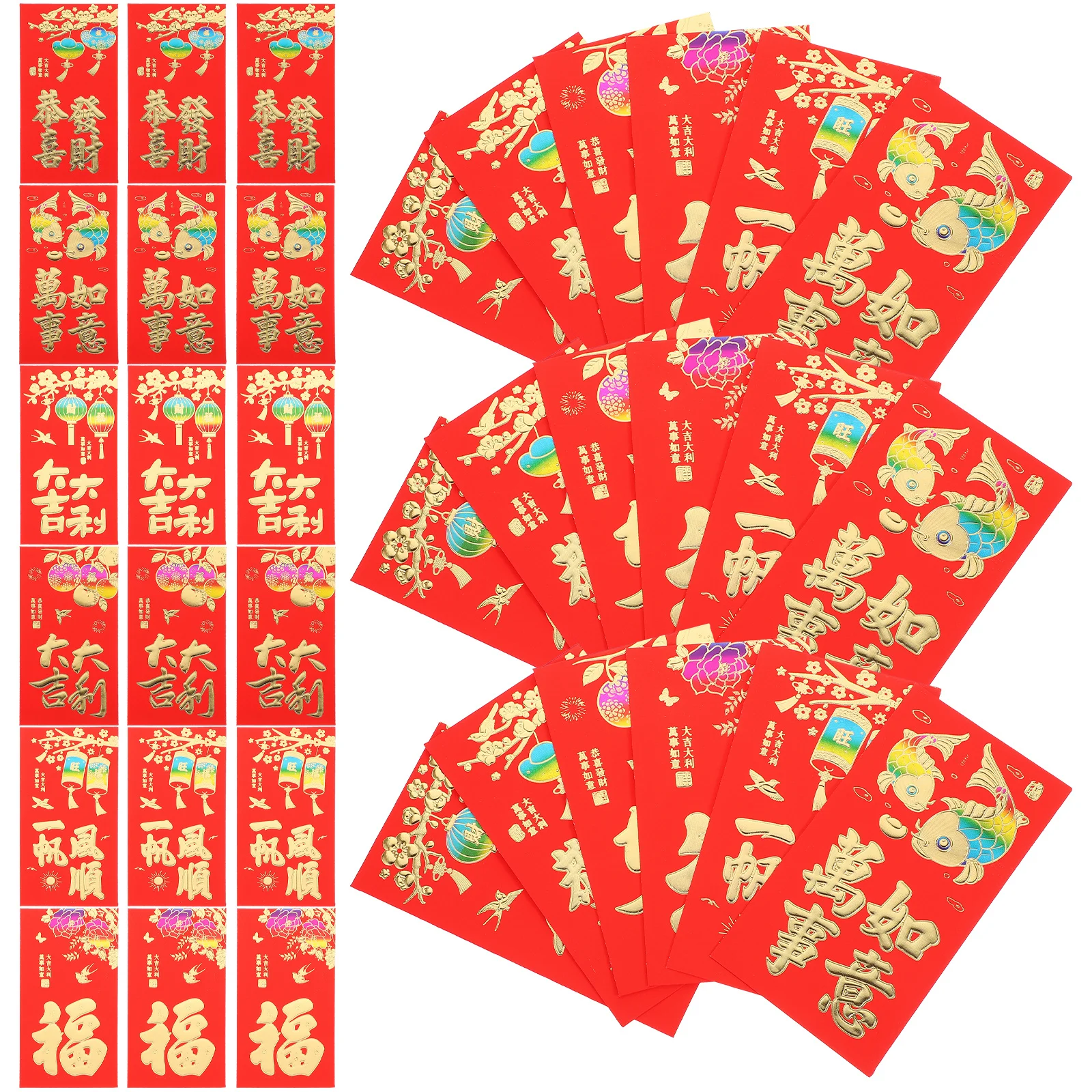 

30pcs Red Envelope Packets Delicate Chinese Style New Year Money Gift Pocket Bright Red Eco-Friendly Paper Material