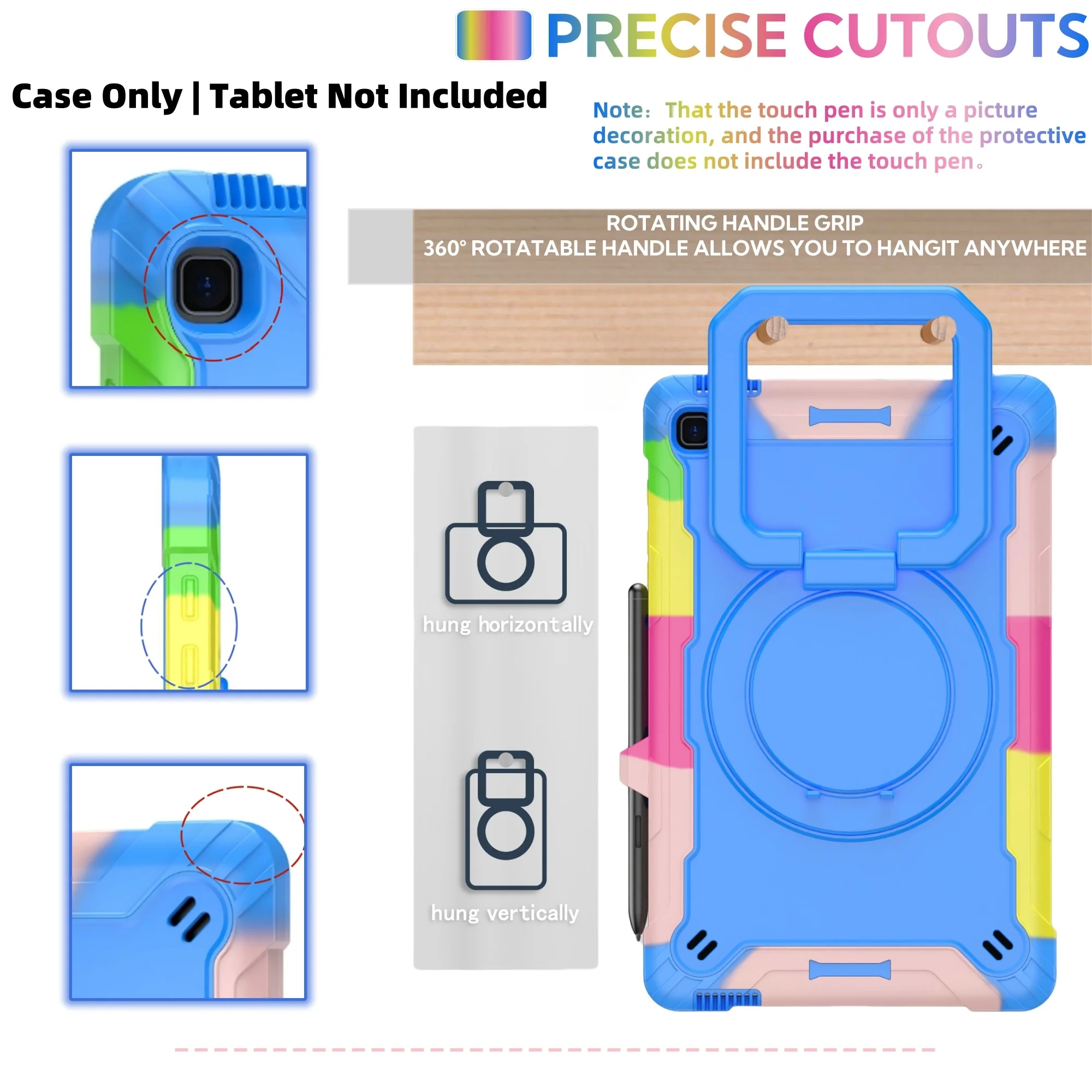 

Чехол для Galaxy Tab S6 Lite 10.4 дюйма 2024/2022/2020 (SM-P620/P610/P613/P615) с вращающейся на 360 градусов подставкой/держателем для стилуса/ремешком на плечо