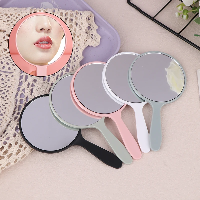 Round Handheld Makeup Mirror with Handle – Compact Vanity Mirror for Eyelash Extensions, SPA, and Salon Use