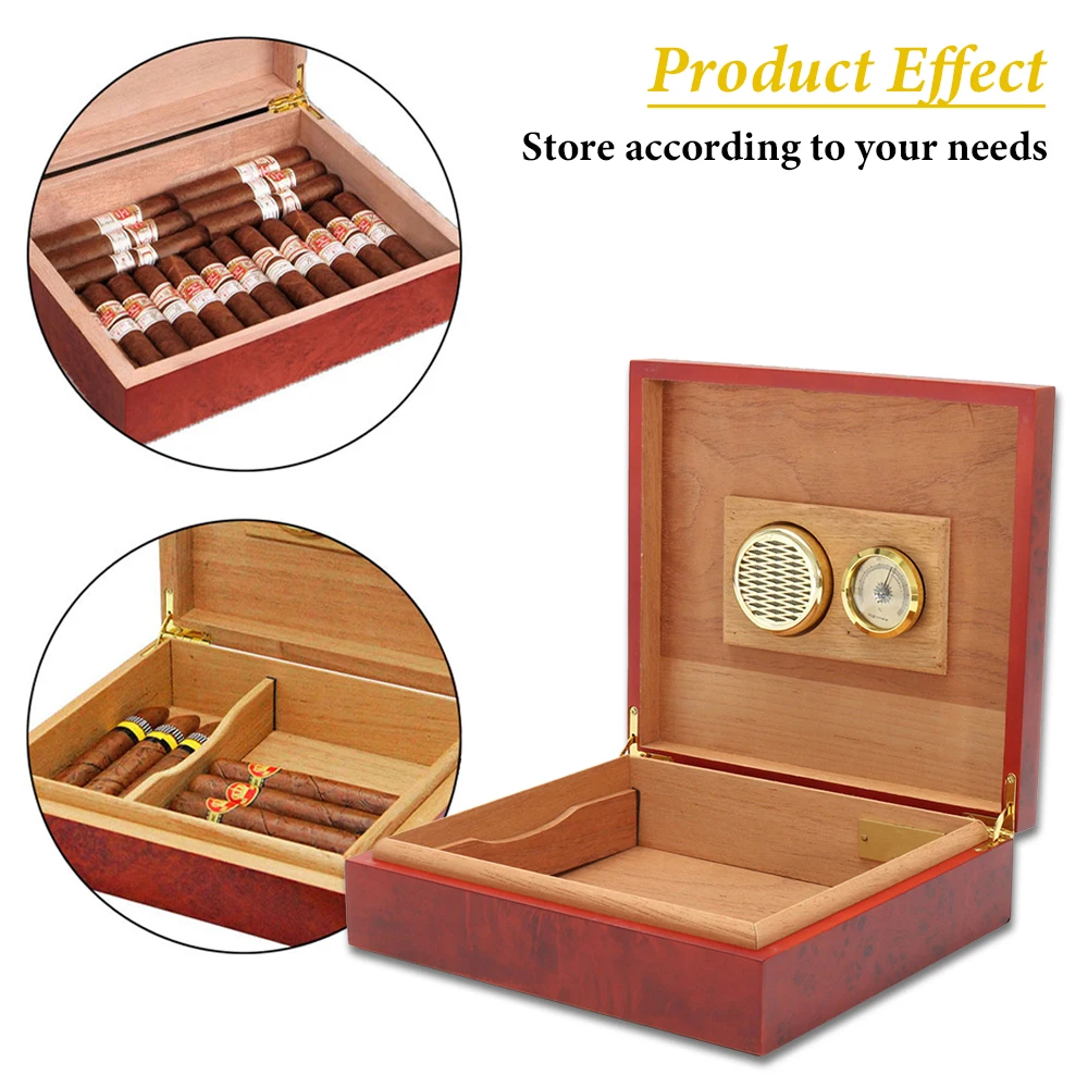 20 Count Cigar Humidor Case Box Cedar Wood Cigar Storage Box With Hygrometer Box Portable Smoke Cigarette Moisturizing Device