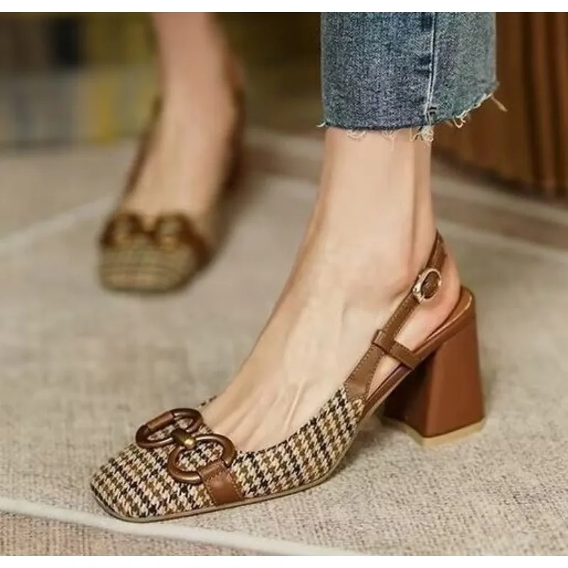Summer Women Silver Back Clasp Sandals Famele High-Heeled Rhinestone Mary Jane Shoes Ladies Slingback Temperament Gold Pumps