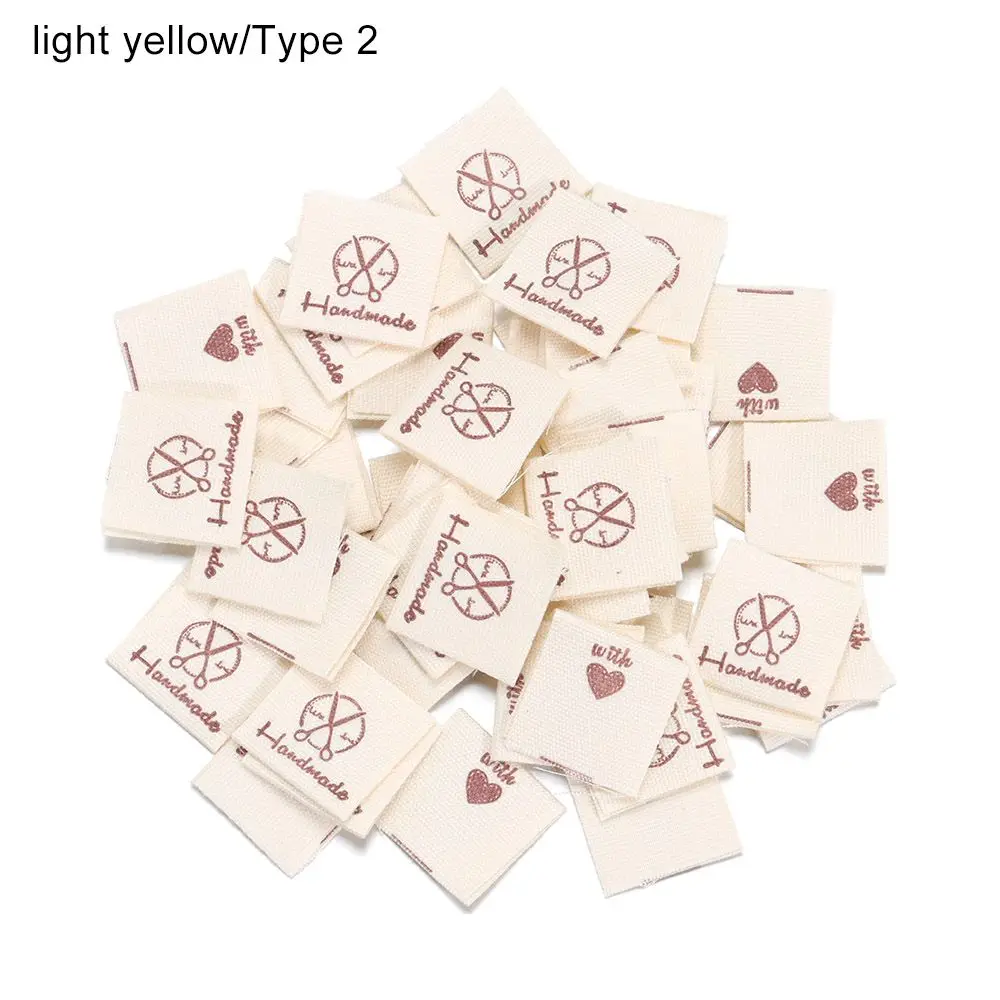 50PCS Heart Shape Cartoon Cat Knitting Wool Ball Garment  Accessories Handmade With Love Clothes Labels Clothing Tags