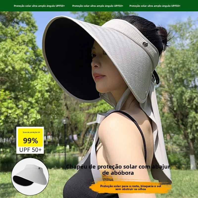 cappello-da-donna-per-protezione-solare-ampio-resistente-ai-raggi-uv-pieghevole-ideale-per-viaggi-all'aperto-con-protezione-per-il-collo-realizzato-in-seta-sintetica-colore-nero-con-inserto-in-materiale-adesivo-per-proteggere-dal-sole