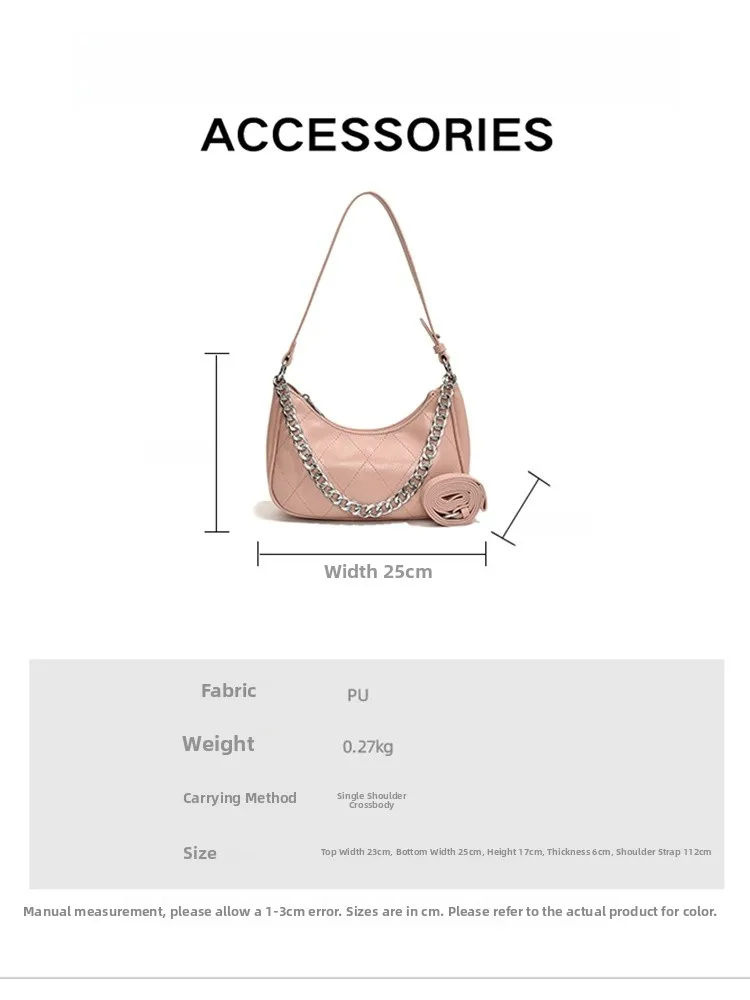 URBAN RFERED French Sle Silver Chain Underarm Bag Women's Faion Summer New Crossbody Bag Soft Synthetic Leather Handbag