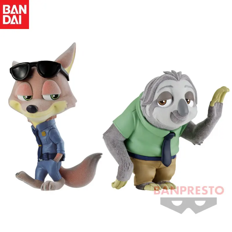 In Stock Bandai Original Fluffy Puffy Anime Zootopia Nick Wilde Sloth Action Figure Model Children's Gifts