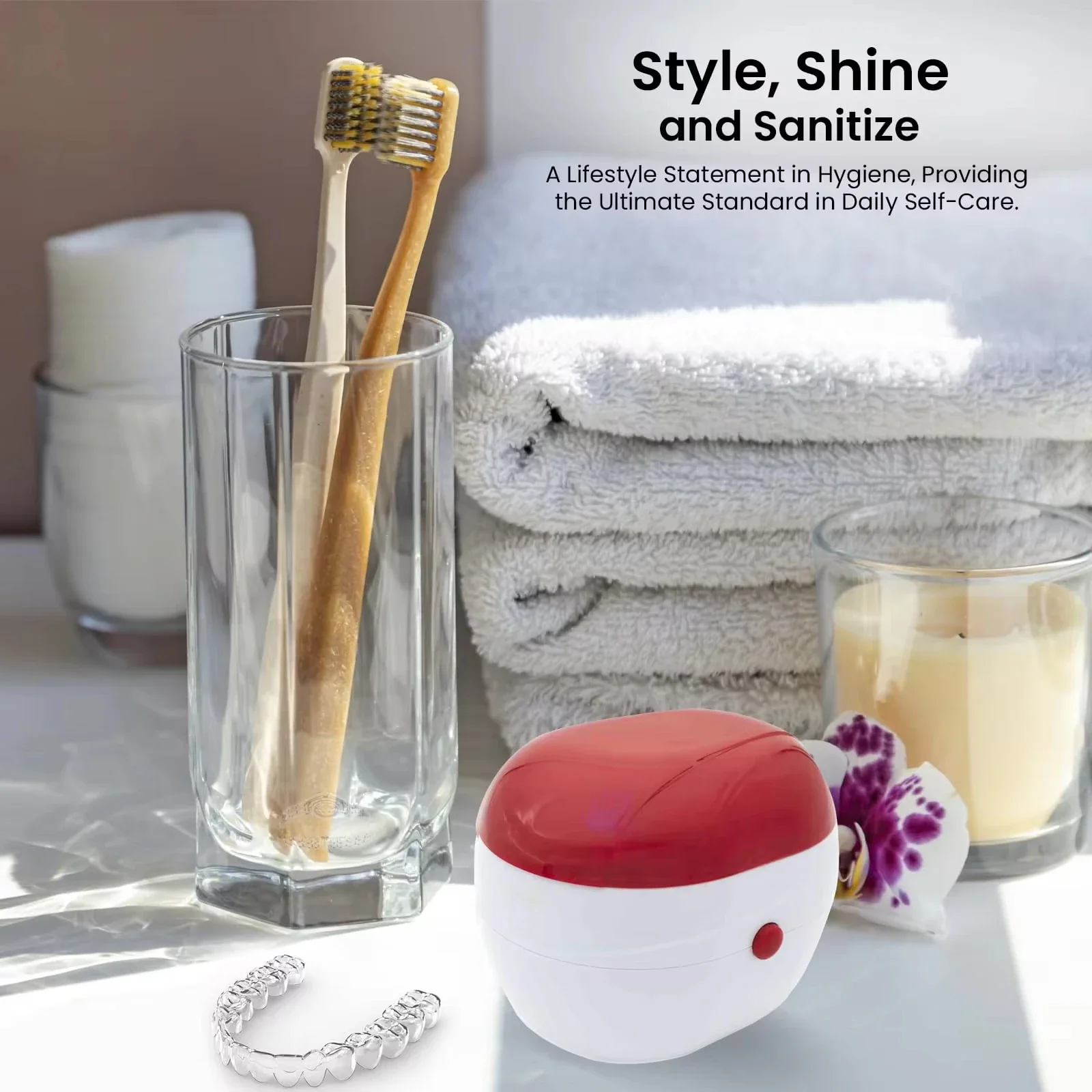 NIGF 自動義歯洗浄ケース ポータブルリテーナークリーナーケース フィルター付き義歯ケース 楽に掃除