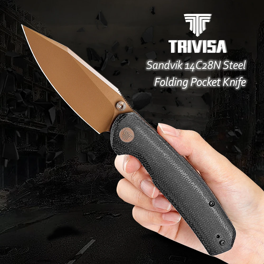 

Карманный складной нож TRIVISA Hornet-BM EDC для мужчин 14C28N, лезвие с ручкой из микроты, охота, кемпинг, тактический нож для выживания на открытом воздухе, резка