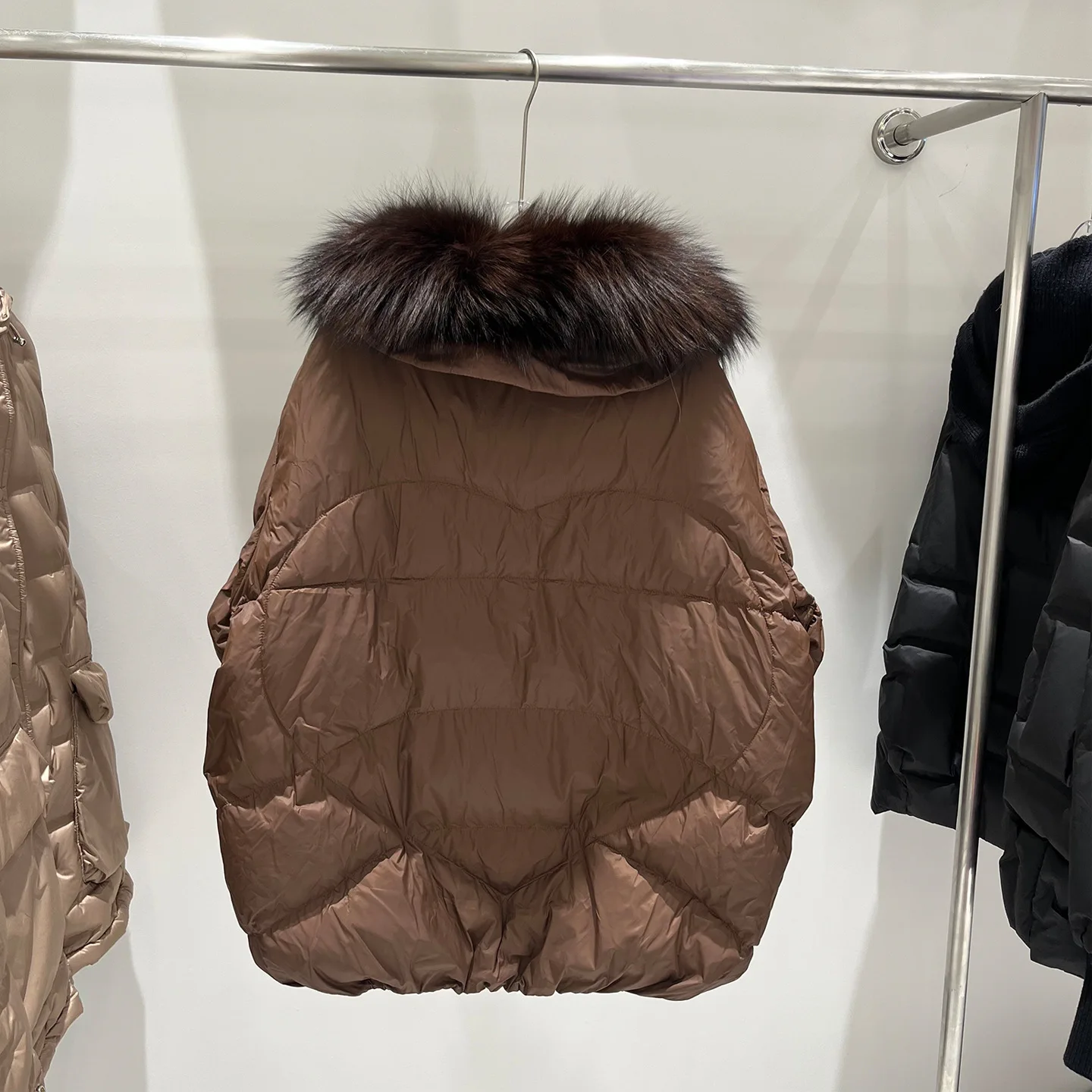 Winter Natural Detachable Large Fur Collar Down Jacket Female Warm Quilted Mid-length Jacket Women White Duck Down Thick Outwear